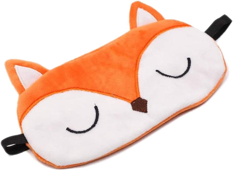 Cute Rabbit Sleeping Eye Mask - Plush Blindfold, Orange Fox, for Kids & Adults