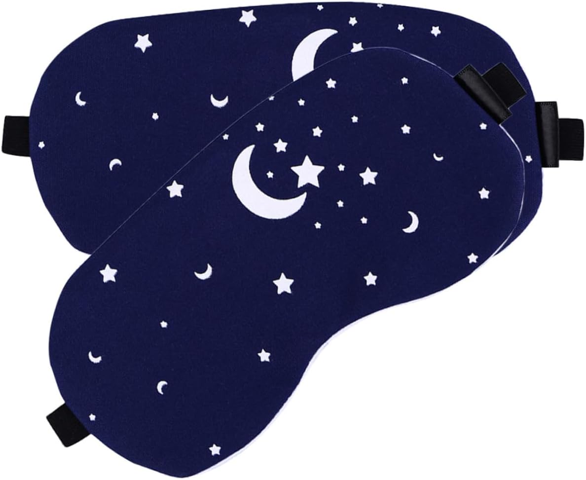 2 Pack Cooling Sleep Mask for Teens - Lightproof Portable Eye Cover, Cotton Linen, Adorable