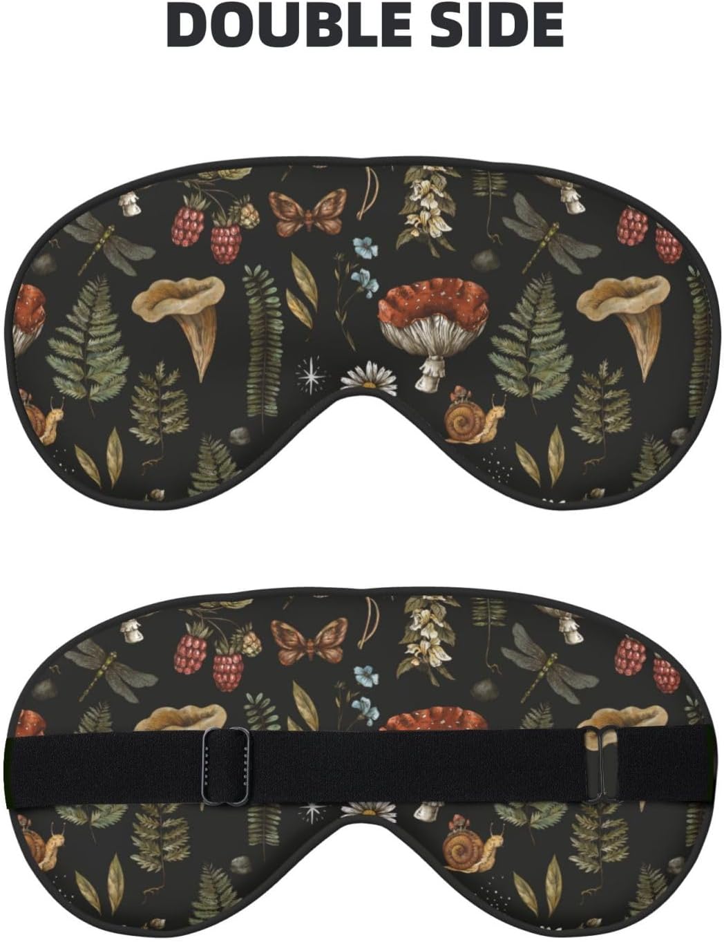 Vintage Mushroom Fern Sleep Mask - Eye Shade with Adjustable Strap, Blocks Light - Image 2