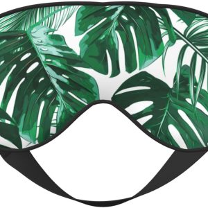 Tree Leaves Print Sleep Mask - Soft Eye Mask with Adjustable Strap for Travel, Yoga, Nap