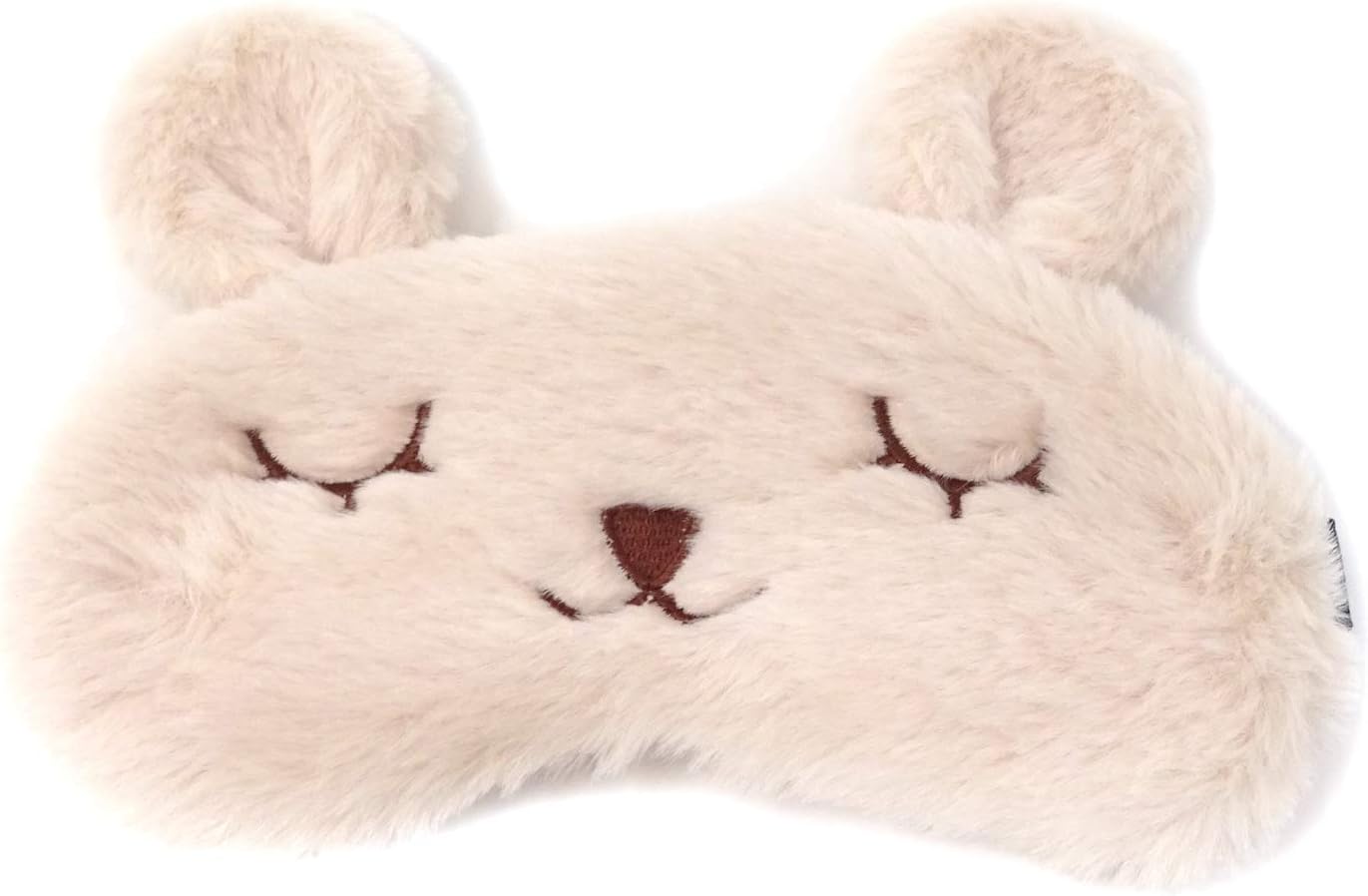 Plush Rabbit Sleeping Eye Mask - Cute Cartoon Animal Eye Cover for Children, Beige