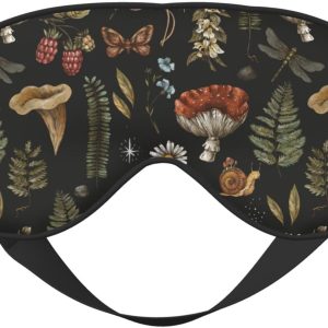 Vintage Mushroom Fern Sleep Mask - Eye Shade with Adjustable Strap, Blocks Light