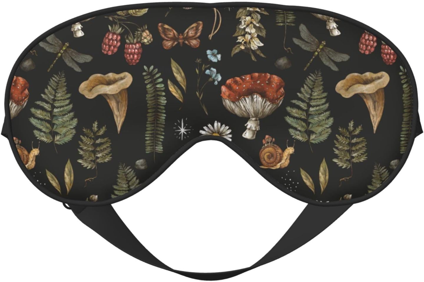 Vintage Mushroom Fern Sleep Mask - Eye Shade with Adjustable Strap, Blocks Light