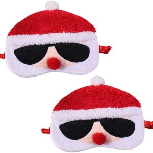 2 Pack Cartoon Animal Sleep Mask - Soft Plush Blindfold, Merry Christmas Design