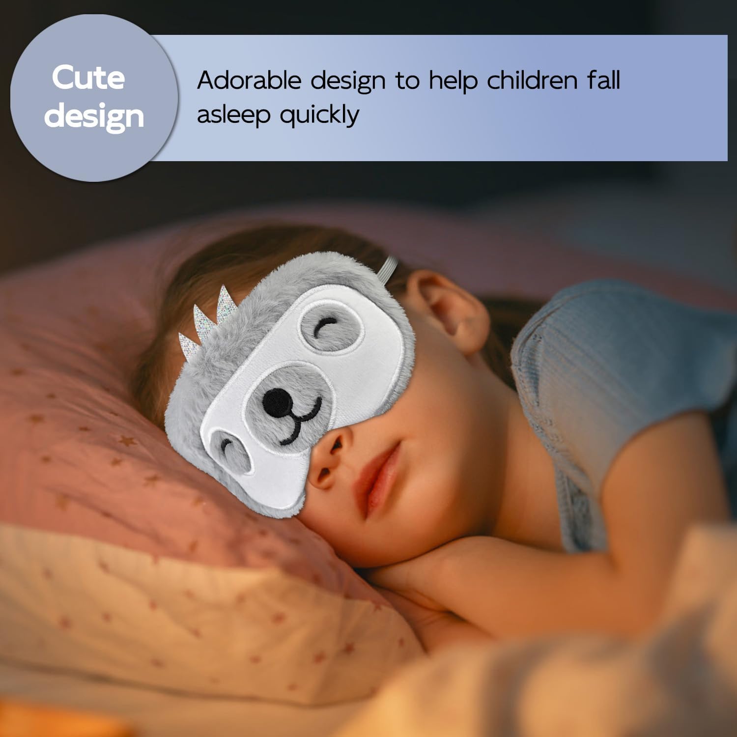 Cute Sloth Cartoon Sleep Mask - Soft Plush Travel Blindfold for Kids & Adults, Smile Sloth - Image 2