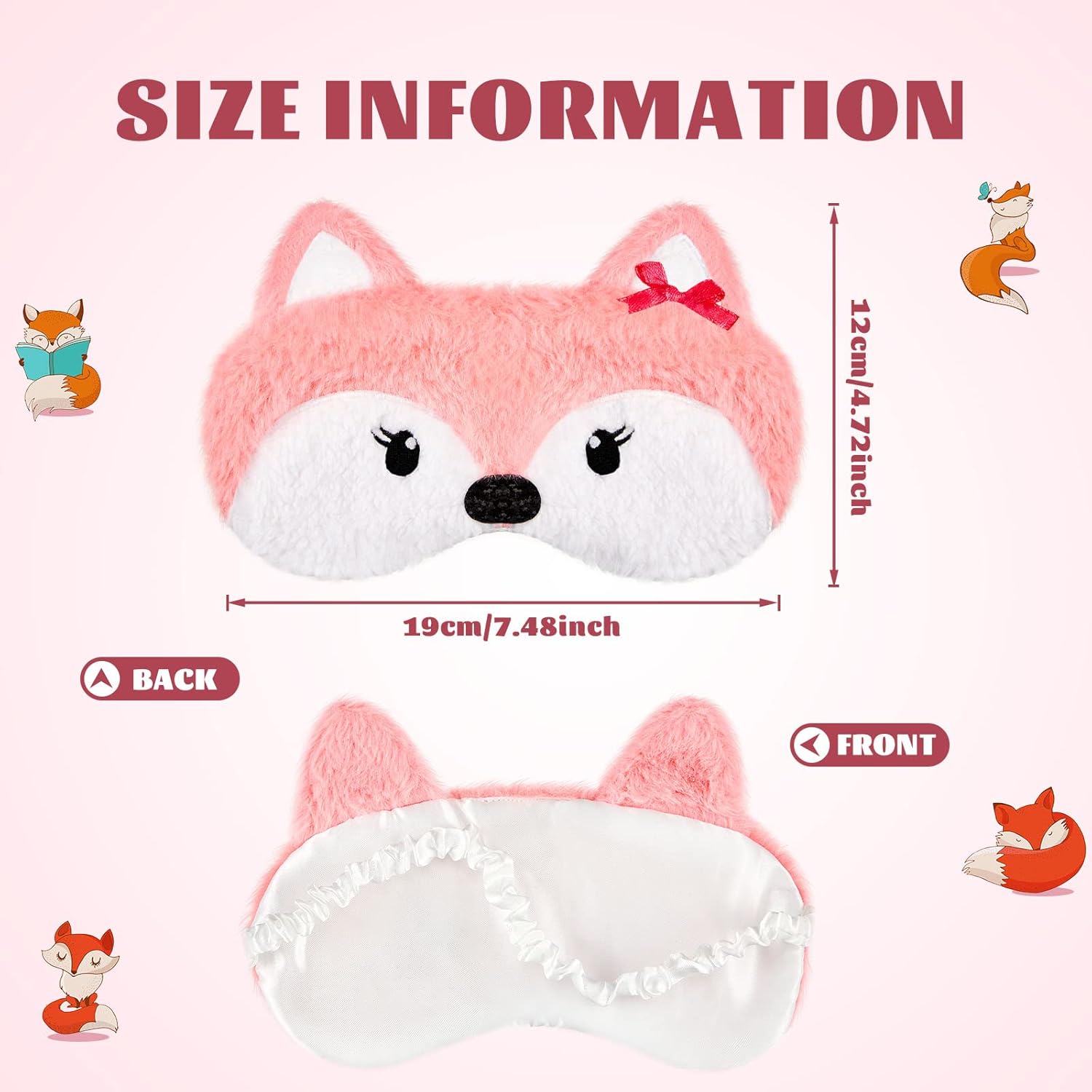 3 Pack Cartoon Dog Face Eye Mask - Soft Lightweight Fox Sleeping Mask for Women, Men, Kids (Fox) - Image 2