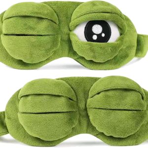 2 Pack Cute Sad Frog Plush Eye Mask - Soft Cotton Inside, for Women & Kids