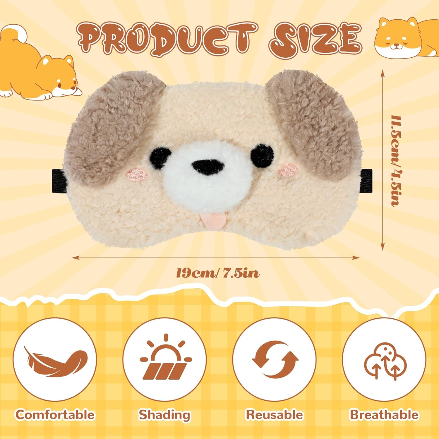 2 Pack Cute Plush Dog Sleeping Mask - Soft Puppy Eye Cover with Adjustable Elastic Strap - Image 2