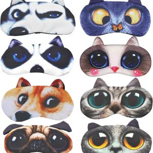8 Pack Kids Cartoon Animal Sleeping Eye Cover - Funny Blindfold for Plane Travel, Game, Nap